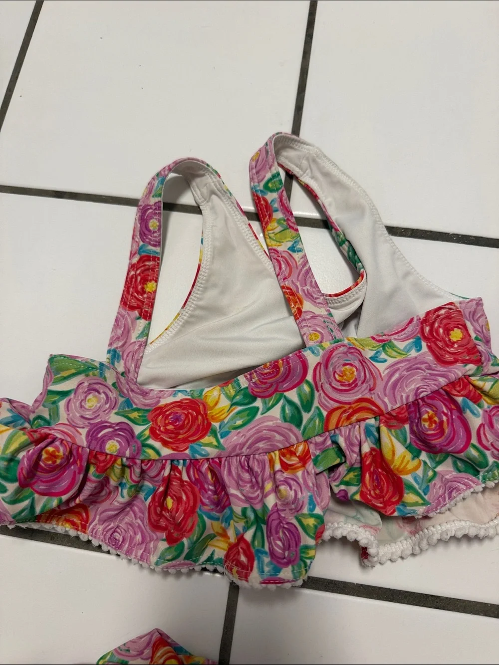 Posh Peanut Pink Multi Floral Ruffle Bikini Set